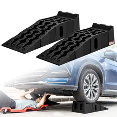 カースロープ ハイリフト タイヤスロープ 7t高耐荷重 車 メンテナンス 整備用 ジャッキ補助 オイル交換 油圧ジャッキ代替 SUV/ジープ/バン/トラック対応可能 90.5*30.5*21.5cm 2個セット