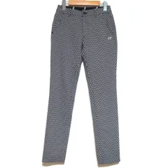 美品 22SS MASTER BUNNY EDITION マスターバニーエディション 総柄 スリムテーパード ゴルフ パンツ 0サイズ ブラック×ホワイト レディース 古着 中古 USED