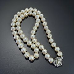 本真珠 Y字ロングネックレス クリーカー 薔薇クラスプ ピンク - メルカリ