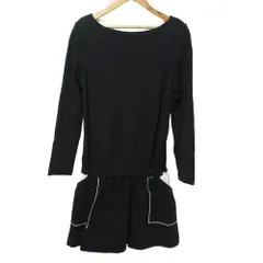 美品 FOXEY NEW YORK フォクシーニューヨーク 長袖 バイカラー チュニックワンピース 32659 38 ブラック×ホワイト レディース 古着 中古 USED