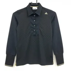 【超美品】アディダス 長袖ポロシャツ 黒 前身頃地模様  レディース XS/XP ゴルフウェア adidas