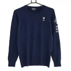 パーリーゲイツ セーター ネイビー×白 ロゴ カシミヤ100％  レディース 1(M) ゴルフウェア PEARLY GATES