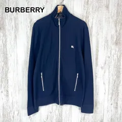 BURBERRY BLACK LABEL バーバリーブラックレーベル ホースロゴ刺繍 ハイネック フルジップアップ ボーダー コットン トラックジャケット 長袖 ジャージ スウェット トップス ネイビー メンズ