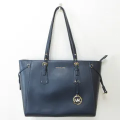美品 MICHAEL KORS マイケルコース レザー トートバッグ ネイビー レディース 古着 中古 USED