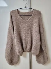 Vネック ルーズフィット ニット ブラウン