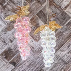 アクリル イリッド グレープ オーナメント ピンク×クリア 色違い2点セット