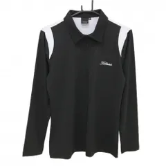 【超美品】タイトリスト 長袖ポロシャツ 黒×白 ハーフジップ ロゴ ストレッチ  レディース XL ゴルフウェア TITLEIST