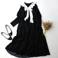 NATURAL BEAUTY BASIC ナチュラルビューティベーシック フリルカラー ドットワンピース ロング(64E＋9896)26H