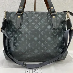 8682　russet　ラシット　ハンドバッグ　 2way　ショルダーバッグ　モノグラム　 総柄　グレー✕水色系　ナイロン　レザー　 保存袋付き　レディース