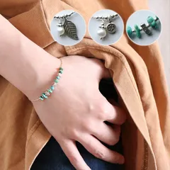 カレンシルバー カレン族 シルバー ブレスレット エスニック パール ターコイズ 天然石 16〜18cm シルバー925 アクセサリー  レディース 女性 メンズ アジアン 民族 カジュアル グリーン プレゼント シンプル 上品 大人 お洒落  調節可能