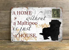 【Maltipoo/マルプー】 メタルプレート メッセージ 犬 雑貨 グッズ アート ポスター おしゃれ インテリア 壁飾り アンティーク風 296