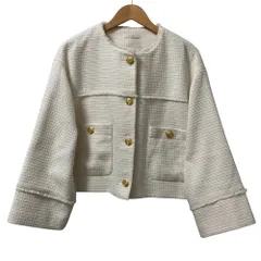 良品 23SS LOUNGEDRESS ラウンジドレス クロップド ノーカラージャケット フリーサイズ アイボリー レディース 古着 中古 USED