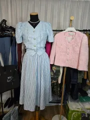 ツイード 半袖 ジャケット スカート セットアップ