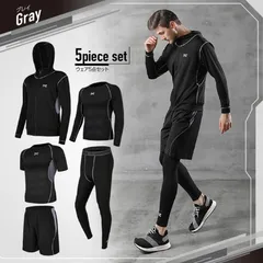 スポーツ ウェア ランニングウェア 5点セット トレーニングウェア スポーツ   ハーフパンツ タイツ  メンズ 男性 速乾  筋トレ （ハーフパンツ）