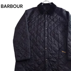 【UK古着】BARBOUR バブアー キルティングジャケット コーデュロイ襟 刺繍ロゴ スナップボタン ナイロン ブラック 黒 ユーロ古着 ヨーロッパ古着