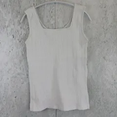 Classical Elf クラシカルエルフ レディース ランダムリブ スクエア 無地 2way タンクトップ ホワイト サイズXL □〇