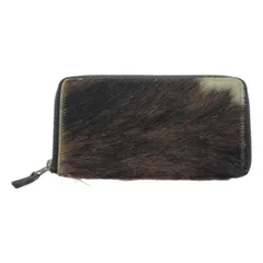 【美品】  Y's / ワイズヨウジヤマモト | ハラコ レザー チェーン ウォレット 財布 | ダークブラウン | レディース