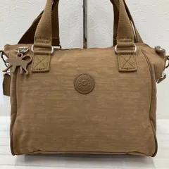 8618　KIPLING キプリング　2way　ショルダーバッグ　ハンドバッグ　チャーム付き　モンキー　ゴリラ　軽量　カジュアル　シンプル　レディース　ベージュ　ポケット多数