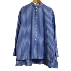 美品 23SS MACPHEE マカフィー トゥモローランド ファインコットンブロード スタンドカラーシャツ サイズ36 ブルー レディース 古着 中古 USED