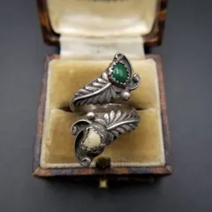 ナバホ族 Richard Begay ジャスパー ヴィンテージ フローラル ラップ リング 925 シルバー 指輪 銀 NAVAJO インディアンジュエリー R15-E