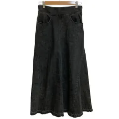 美品 three dots スリードッツ Denim volume flair skirt デニム ボリュームフレアスカート DN3002Y サイズXS ソフトブラック レディース 古着 中古 USED