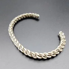 ケーブルロープ チェーン リンク シルバーメッキ ビンテージ カフブレスレット 18g モダニスト スタイリッシュ R8-L