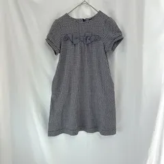 美品 BeBe べべ 女の子 子供用 ワンピース 120㎝ ブラック グレー 千鳥格子 リボン かわいい おしゃれ 発表会 結婚式 セレモニー フォーマル パーティー 入園式 卒園式 入学式