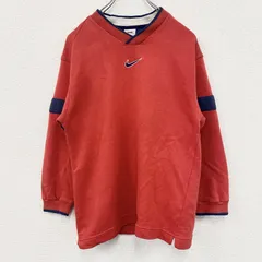 古着 used　90s　NIKE　ナイキ　白タグ　スウェット/トレーナー　Vネック　ヴィンテージ　赤　レッド　Mサイズ