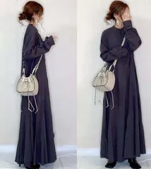 ワンピース レディース マキシ丈ワンピース 黒 ロングワンピース シャツワンピース 長袖