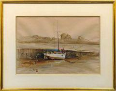 Beverly Symonds 水彩画 額装 ヨット風景画 520 ✕ 453 - メルカリ
