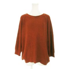 スタディオクリップ Studio Clip ニット セーター ラウンドネック 七分袖 さっくり L 茶 ブラウン テラコッタ /AH8