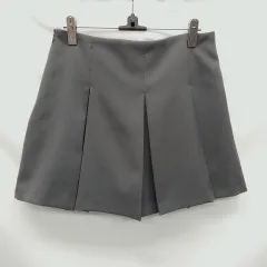 GU ジーユー ローウエストプリーツミニスカート ダークグレー L ○◇