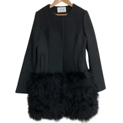 美品 Ninamew ニーナミュウ ノーカラーコート サイズS ブラック レディース 古着 中古 USED