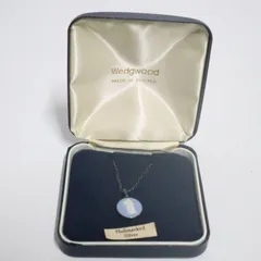 Wedgwood ウェッジウッド ジャスパーウェア シルバー ペンダント ネックレス ブルー 英国製 ヴィンテージ アクセサリー レディース ケース付き
