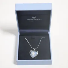 Wedgwood ウェッジウッド ジャスパーウェア ハート ネックレス 天使モチーフ ブルー シルバー レディース アクセサリー 英国製 ケース付き