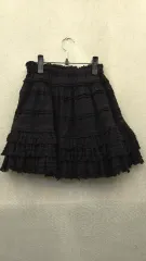 298 Leazy Beans ブラック フリル ティアード ミニスカート 21インチ