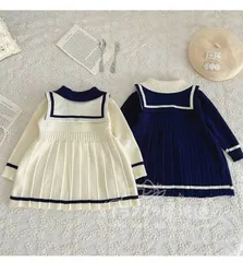 特価★女の子 ニットワンピース 秋冬ワンピース 子供服 キッズ ワンピース ドレス 白襟 秋冬 ニット 裏起毛 プリンセス ドレス 子供 柔らかい 暖かい 入園式 入学式 お受験 結婚式 90cm 100cm カジュアル シンプル CTZ121P202