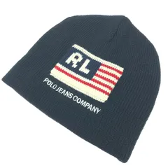 POLO JEANS CO. ポロジーンズカンパニー ニットキャップ  ロゴ刺繍/星条旗/アクリル×ウール    ブラック ユニセックス / 240001184123