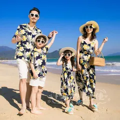 特価★ワンピース 親子 親子コーデ 親子お揃い 親子ペア 水着 アロハ ワンピース 親子ペア ワンピースキッズ  ペアルック メンズ 親子 おそろい プレゼント CTZ121P372