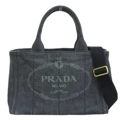 プラダ PRADA カナパ 2WAYバッグ ハンドバッグ ショルダーバッグ デニム ブラック 1BG439 中古 新入荷 OB2767