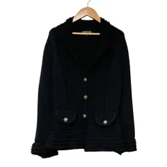 良品 EMPORIO ARMANI エンポリオアルマーニ ニットジャケット サイズ40 ブラック レディース 古着 中古 USED
