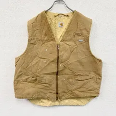 古着 used　80s　Carhartt　カーハート　フルジップダックベスト　ヴィンテージ　ボアライナー　星タグ　キャメル　XLサイズ