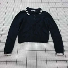 ◇ ⊇ ザラ ZARA ポロカラーニット 長袖セーター ネイビー系 S レディース E  【1511110037910】