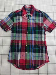 ◇ ⊂ ラルフローレン Ralph Lauren クラシックフィット マドラスチェック 半袖シャツ メンズ XS E  【1512020018051】