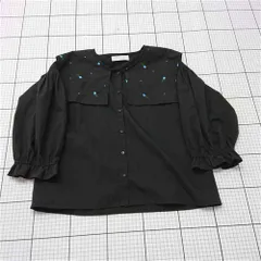 ◇ ⊂ ボンレシル BONLECILL 花柄刺繍ブラックブラウス レディース Fサイズ E  【1512100002833】