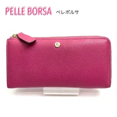 e) PELLE BORSA ペレボルサ L字ファスナー 長財布 ロングウォレット ピンク レディース 本革 財布  ※ USEDのサムネイル