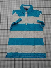 ◇ ⊂ トミー ヒルフィガー TOMMY HILFIGER ボーダーポロシャツ メンズ L ブルー系 E  【1512220053159】