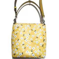 美品 Kate Spade ケイトスペード ダーシー フルーレット トス スモールバケット フラワー柄 ショルダーバッグ ハンドバッグ イエロー レディース 古着 中古 USED