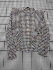 ◇ ⊂ ザラ ZARA チェック柄フリルブラウス XSサイズ レディース E  【1512220053296】