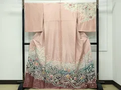 平和屋着物●極上　訪問着　作家物　辻が花　絞り　暈し染め　銀通し地　赤香色地　逸品　CZAA5021s6